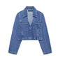 Women Clothing Autumn Winter Street Casual Short Denim Shirt