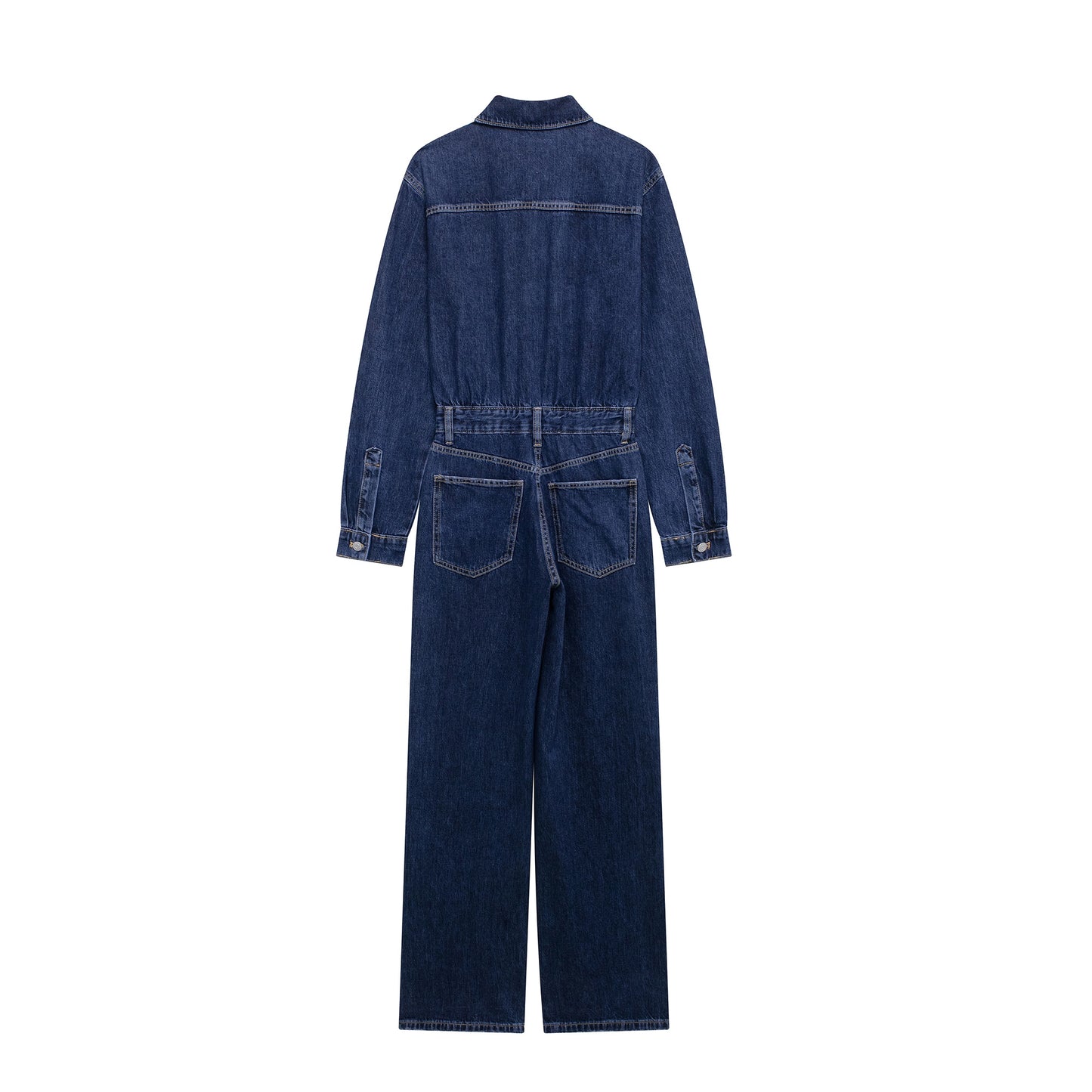 Women Clothing Autumn Shirt Long Sleeve Wide Leg Long Denim Jumpsuit