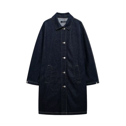 Women Clothing Classic Denim Trench Coat Jacket Jacket