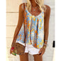 Women Clothing Summer Bohemian Floral Vest Strappy T-shirt