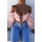 Solid Color off Shoulder Women Tube Top Lace up Bare Cropped Slim Fit T shirt Women Clothing