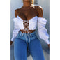 Solid Color off Shoulder Women Tube Top Lace up Bare Cropped Slim Fit T shirt Women Clothing