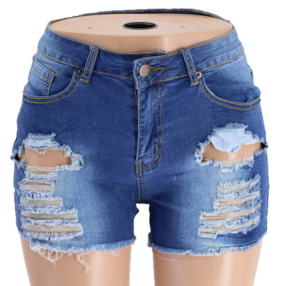 Spring Mark Ripped Denim Shorts Women Jeans Spot