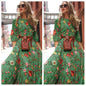 Spring Autumn Dress Printed Large Swing Elegant Chiffon Floral Slim Fitting Dress