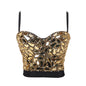 Golden Sling Net Red Star Dance Show Performance Clothes Beaded Glass Sequined Vest Female Wrapped Chest