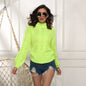 Plus Size Women Clothes Fluorescent Color Long-sleeved Twisted Sweater Loose Mock Neck Pullover Sweater For Women