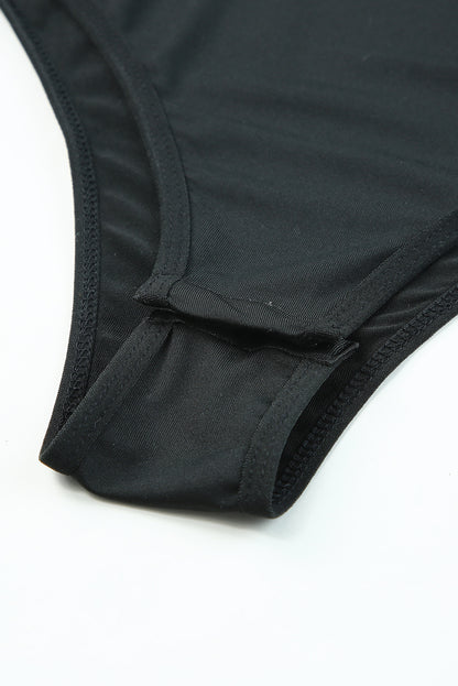 Black Rhinestone Casual Slim Fit Long Sleeve Bodysuit