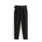 Women Clothing Four Seasons Popular High Waist All-Matching Pleated Casual with Belt Work Pant Harem Pants