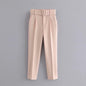 Women Clothing Four Seasons Popular High Waist All-Matching Pleated Casual with Belt Work Pant Harem Pants