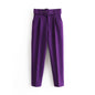 Women Clothing Four Seasons Popular High Waist All-Matching Pleated Casual with Belt Work Pant Harem Pants