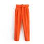 Women Clothing Four Seasons Popular High Waist All-Matching Pleated Casual with Belt Work Pant Harem Pants