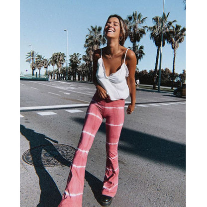 Summer Women Clothes Loose Casual Print Flared Pants