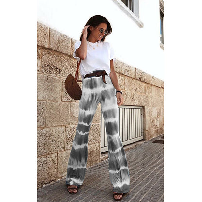 Summer Women Clothes Loose Casual Print Flared Pants