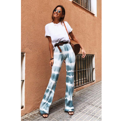 Summer Women Clothes Loose Casual Print Flared Pants