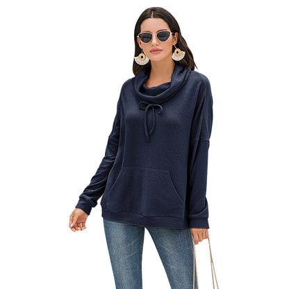 Autumn Winter Cashmere Loose Long Sleeve Solid Color Pullover Sweatshirt Plush Top Women