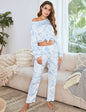 Autumn Winter Ladies Home Casual Suit Tie Dyed Printed Long Sleeved Trousers Two Piece Pajamas Suit Women