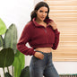 Women Clothing  Autumn Winter Lamb Wool Zipper Coat Plush Pullover Sweater Top