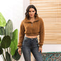 Women Clothing  Autumn Winter Lamb Wool Zipper Coat Plush Pullover Sweater Top