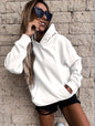 Autumn Winter Long Sleeves Solid Color Pullover Hooded  Top Women Clothing