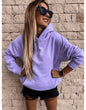 Autumn Winter Long Sleeves Solid Color Pullover Hooded  Top Women Clothing