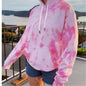 Street Women Clothing Loose Hooded Tie-Dyed Printed Casual Large Hoody  Top