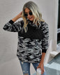 Fall Winter Leopard Splicing Plush Pullover Women Sweater