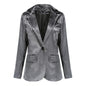 Velvet Office plus Size One Button Casual Velvet Blazer for Women