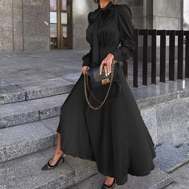 Early Autumn Women Clothing Women All Match Long Sleeved Elegant Dress