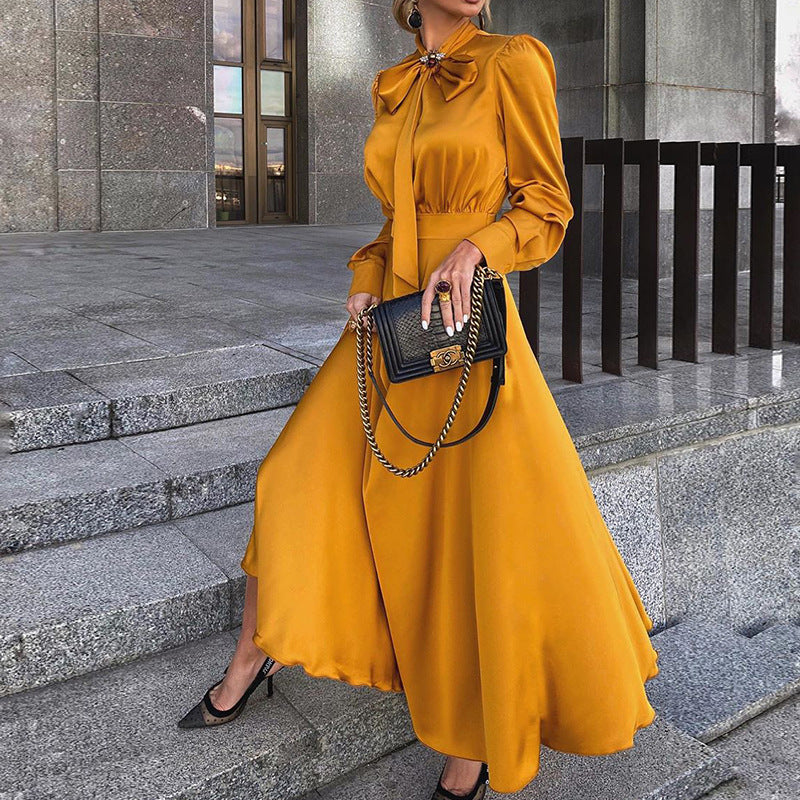 Early Autumn Women Clothing Women All Match Long Sleeved Elegant Dress