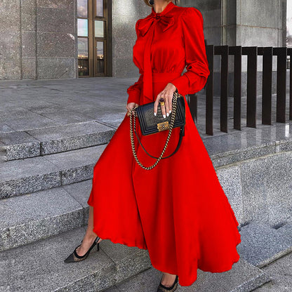 Early Autumn Women Clothing Women All Match Long Sleeved Elegant Dress