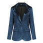 Velvet Office plus Size One Button Casual Velvet Blazer for Women