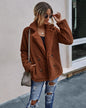 Fall Winter Button Blazer Collar Pocket Women Blouse