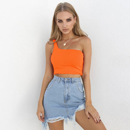 Summer Sexy One-Shoulder Cropped Top Women Summer