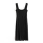 Autumn Women Clothing Square Cut Collar Solid Color Knitted Thread Dress