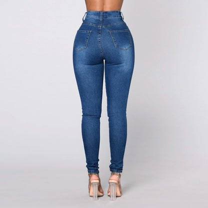 Autumn Winter Women High Waist Stretch Hip Lift Jeans Skinny Pants