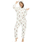 Women  Flannel Christmas Animal Print Jumpsuit Pajamas Homewear