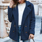 Autumn Winter Button Collared Loose Fleece Shirt Cashmere Wool Coat Women Outerwear