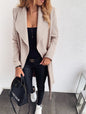 Trench Coat Popular Solid Color Polo Collar Mid-length Lace up Woolen Coat