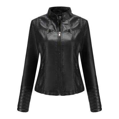 New Women Leather Clothing Women Spring Autumn Thin Motorcycle Clothing  Size Leather Coat Short Chic Women Jacket