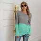 Splicing Knitwear Drawstring round Neck Sweater Women's