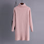 Mid Length Autumn Winter Sweater Pullover Women Long Sleeve High Neck Thickened Sweater Solid Color Slim Fit Warm Bottoming Shirt