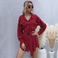 Women  Clothing Autumn  with Belt Solid Color Long Sleeve Cardigan Long Shirt for Women