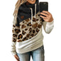 Women Clothing Printing Stitching Hooded Fleece Loose