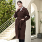 Trench Coat for Women Autumn Winter Retro Blazer Collar Solid Color Waist Tight Slimming Woolen Coat Long Sleeve Coat