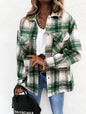 New Internet Celebrity Autumn Winter Loose Casual Retro Plaid Long Sleeve Shacket for Women Plus Size