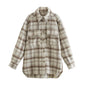 Autumn Winter Plaid Woolen Loose Lapels Two-Color Coat for Women