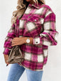 New Internet Celebrity Autumn Winter Loose Casual Retro Plaid Long Sleeve Shacket for Women Plus Size