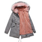 Size Big Fur Collar Thickened Women Cotton-Padded Coat Mid-Length Hooded Winter Warm Fleece Overcoat Cotton-Padded Coat