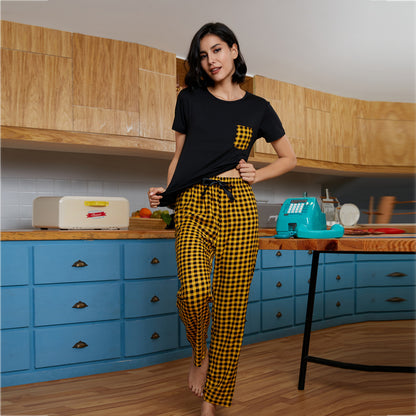 Summer Ladies Pajamas Suit Home Wear Two-Piece Set Women