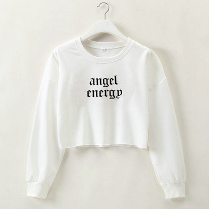 Women Clothing Angel Letter Graphic Printed Long Sleeve Short Women Sweater